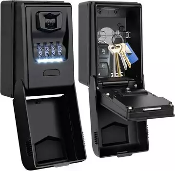 Уличный сейф для ключей со светящимся цифровым кодом, водонепроницаемый прочный ящик для ключей, всепогодный сейф для ключей для дома, гаража, школы, офиса