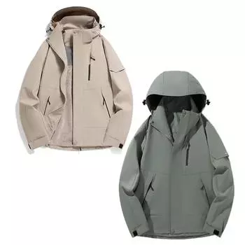 Уличный штурмовой костюм, мужское пальто, ветрозащитный, водонепроницаемый альпинистский костюм, мужская рабочая куртка-карго с большим карманом L чёрный