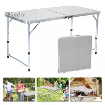 Уличный складной стол из прочного алюминиевого сплава с регулируемой высотой, легкий, для кемпинга, пешего туризма, пикника, барбекю, портативный стол 1pc белый