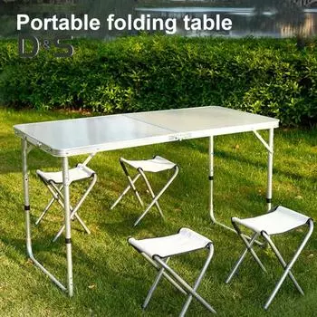 Уличный складной стол из прочного алюминиевого сплава с регулируемой высотой, легкий, для кемпинга, пешего туризма, пикника, барбекю, портативный стол 1pc белый