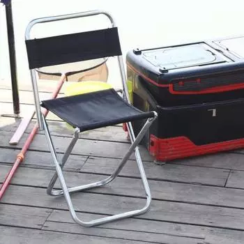 Уличный складной стул со спинкой, портативный, легкий, прочный, из стали, ткань Оксфорд, для кемпинга, пешего туризма, пляжа чёрный