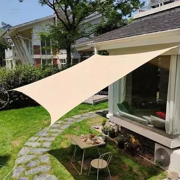Уличный солнцезащитный парус с ветрозащитной веревкой, прямоугольный навес с защитой от ультрафиолета, проницаемый, дышащий, прочный, для террасы, заднего двора, патио S хаки