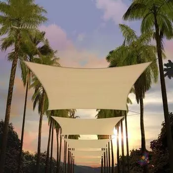 Уличный солнцезащитный парус с ветрозащитной веревкой, прямоугольный навес с защитой от ультрафиолета, проницаемый, дышащий, прочный, для террасы, заднего двора, патио S хаки