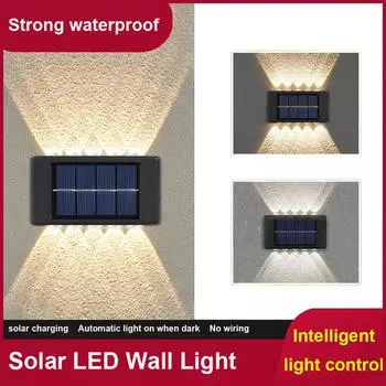 Уличный солнечный настенный светильник, водонепроницаемый светодиодный солнечный сад, двор, уличный светильник, украшение для наружного балкона вверх и вниз, люминесцентная настенная лампа для мытья A 1PCS