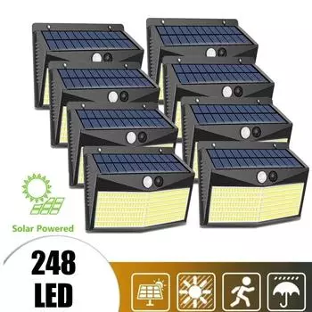 Уличный солнечный светильник 248 светодиодов, 8 шт. IP65 Уличные светильники на солнечных батареях, датчик движения Уличные светильники на солнечных батареях для патио Ga 248LED-1PCS