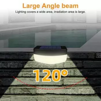 Уличный солнечный светильник IP65 Водонепроницаемый Автоматическая зарядка Не требуется проводка Высокая яркость Простая установка Светодиодный солнечный светильник для лестницы Уличный светильник для ограждения White Light.