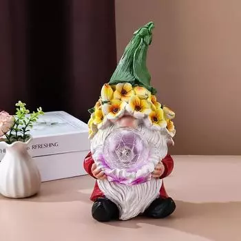 Уличный солнечный светильник из смолы Статуя гнома Садовый газон Ландшафтный светильник Украшения для сада Аксессуары для украшения дома Ангел