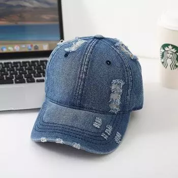 Уличный старый рваный хип-хоп бейсболка мужская и женская потертая джинсовая солнцезащитная кепка солнцезащитный крем женская показать лицо M56-58cm серый
