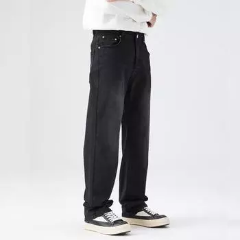 Уличный стиль Черный Серый Весна Новые Джинсы Мужские Американский Ретро Прямые Зауженные Брюки S