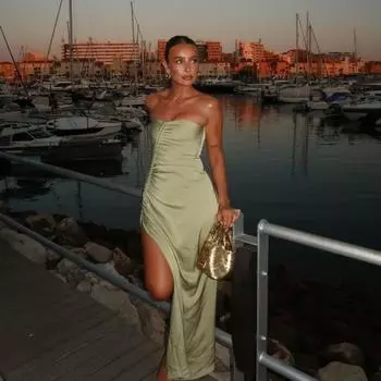 Уличный стиль, однотонное плиссированное повседневное платье с открытой вилкой и сексуальной грудью, стиль королевской сестры, длинное платье-комбинация S зелёный