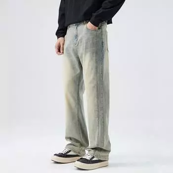 Уличный стиль Старая весна Новые джинсы Мужские Американские ретро Прямые Зауженные брюки S