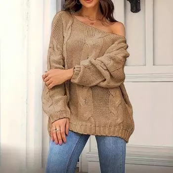 Уличный стиль свободный свитер оверсайз для женщин тренд S хаки