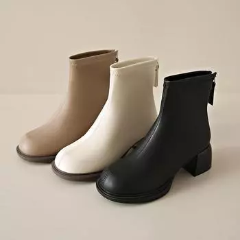 Уличный стиль женские ботильоны модные молнии современные короткие ботинки осень-зима женские лаконичные туфли на толстом каблуке 35