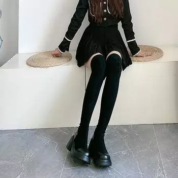 Уличный стиль, женские сапоги выше колена, осенне-зимние, на толстом каблуке, женские, лаконичные, тонкие, длинные, Botas De Mujer 35