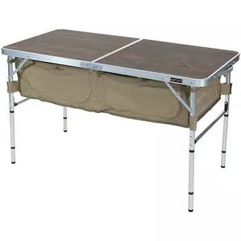 Уличный стол VASTLAND с местом для хранения 120 см x 60 см, цвет загар, объем хранения 110 л, складной, 4 положения по высоте