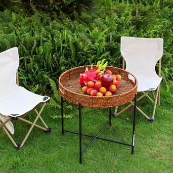 Уличный столик Боковая часть ротанга, как сложенный чайный лагерь Универсальный конец Кемпинг