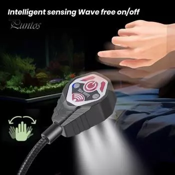 Уличный светильник для рыбалки, гибкий зажим на гусиной шее, светодиодная лампа, 4 модели, регулируемая USB-перезаряжаемая IPX4, водонепроницаемая нескользящая основа, настольная лампа для ночного чтения чёрный