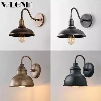 Уличный светодиодный настенный светильник, промышленный чердак, водонепроницаемый, железный, для двора, сада, балкона, гостиной, E27, освещение, настенная прокрутка No Bulb
