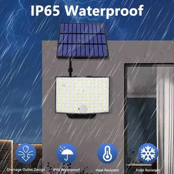 Уличный светодиодный солнечный светильник IP65 водонепроницаемый с датчиком движения прожектор с дистанционным управлением 3 режима для патио гаража заднего двора