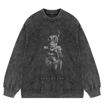 Уличный свитер Dobermann Washed Black Y2K Knitted M чёрный