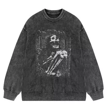 Уличный свитер Dobermann Washed Black Y2K Knitted M чёрный