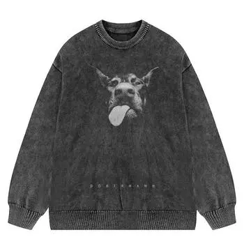 Уличный свитер Dobermann Washed Black Y2K Knitted M чёрный