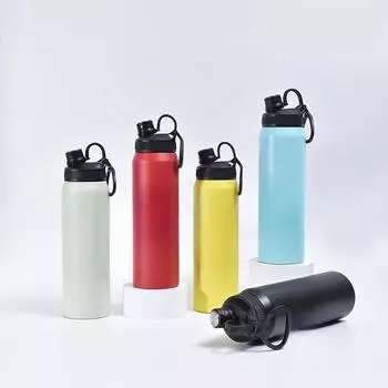 Уличный термос большой емкости из нержавеющей стали, портативный портативный спортивный чайник большой емкости для альпинизма 800ml синий