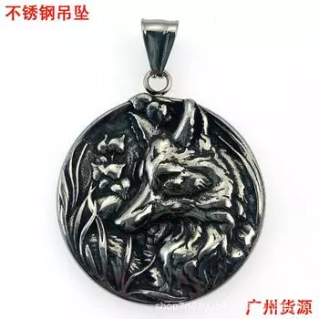 Уличный тренд, винтажная медаль, голова волка, подвеска из нержавеющей стали, ожерелье из титановой стали, цепочка для свитера