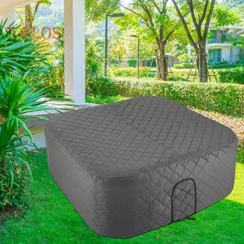 Уличный водонепроницаемый квадратный чехол для джакузи, устойчивый к погодным условиям, регулируемый дизайн, универсальный, простой в установке, чехол для садовой мебели от пыли чёрный