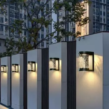 Уличный водонепроницаемый настенный светильник Освещение из нержавеющей стали Стеклянный настенный светильник Настенный светильник для крыльца и балкона Крепеж Настенные светильники для улицы Warm White