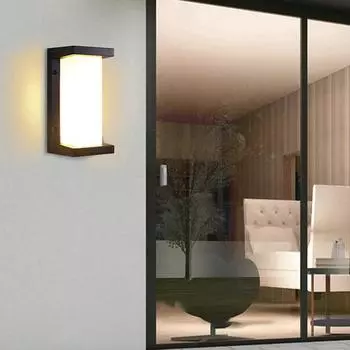 Уличный водонепроницаемый современный простой светодиодный настенный светильник, подходящий для виллы, двора, квадратного настенного светильника, балкона отеля, наружного освещения Cool White(5500-7000K)