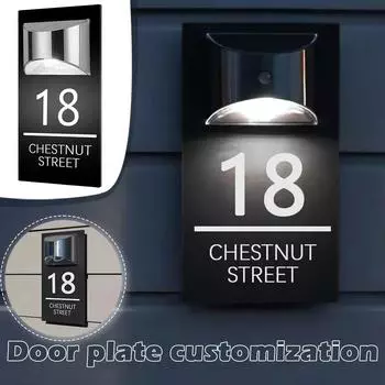 Уличный знак на дом, светодиодный светильник на солнечной батарее, персонализированный знак, современный адресный знак жилого дома, лазерная резка, адресная табличка, название улицы, дверь