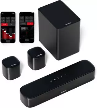 ULTIMEA Soundbar для домашнего кинотеатра с телевизором, Bluetooth, виртуальная система объемного звучания, управляемая через приложение, для домашнего использования, совместимые монтажные аксессуары, пиковая мощность 250 Вт
