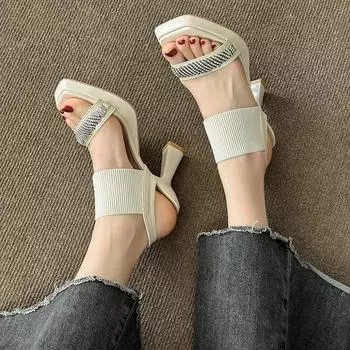 Ultra-high Heel Peep Toe Buckle Strap Shoes for Women 2024 Hot Sale Fashion Women s Sandals Elegant PU Dress Sandals Women 35