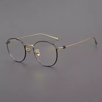 Ultra-light 7g Electroplated Round Glasses Frame 80856: Pure Titanium, Two-Color Design, Compatible with Myopia Lenses