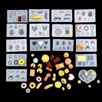 Ultra-Light Clay Resin Crystal Glue Food Play Doughnut & Cookie Mold Set