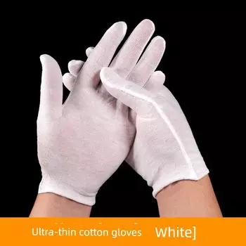 Ultra-Thin Gloves Breathable Men s and Women s Pure White Cotton Sweat-Absorbent Sunscreen Outdoor Park Biking Mountain Climbing Disposable Special White breathable ultra-thin (10 pairs) M