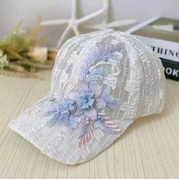 Ultra-Thin Summer Lace Mesh Sun Hat Breathable Cap Ladies Lace Flower Baseball Cap Ride a Bike style B