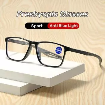 Ультралегкие очки TR90 с защитой от синего цвета для чтения, очки для дальнего зрения с высоким разрешением для людей среднего возраста, спортивные противоскользящие очки для пресбиопии 1