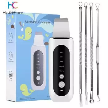 Ultrasonic Skin Deep Scrubber Facial Peeling Blackhead Remover Deep Face Cleaning Ultrasonic Ion Pore Acne Cleaner Shovel Clean белый