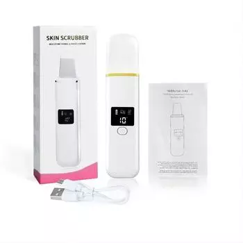 Ультразвуковой скраб для кожи лица, шпатель для глубокой очистки кожи лица, средство для удаления черных точек, очиститель пор с 4 режимами белый