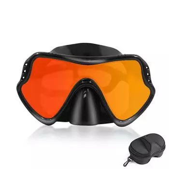 Улучшенная маска для подводного плавания с зеркальными линзами, очки для дайвинга для взрослых, силиконовые подводные очки, маска с коробкой на молнии