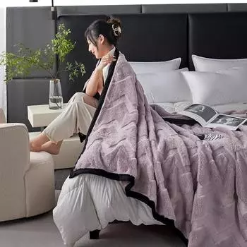 Улучшенное офисное односпальное одеяло, одеяло для дивана, постельное белье из французского кораллового флиса 100x150cm