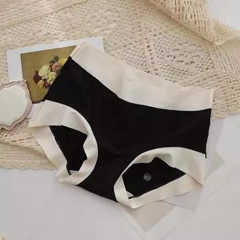 Улучшенные трусы из полыни антибактериальные с маркировкой чувствительности средняя высокая талия простое нижнее белье мягкие женские треугольные трусики L чёрный