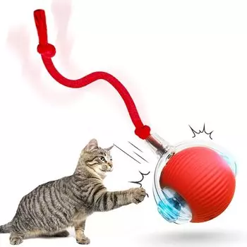 Улучшенный Cat Cat Solo Cat Electric Glowing Cat 3 Silicone поставляется с мерами по отсутствию стресса для Indoor Automatic Cat Red [модель 2025 года] Мяч, игрушка, красный