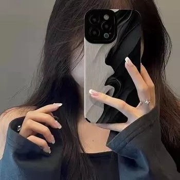 Улучшенный черно-белый чехол для телефона с масляной живописью для Apple iPhone 15 - устойчивый к падениям мягкий силиконовый чехол для iPhone 15/14/13/12/11/X/XR/XS Apple 15Promax