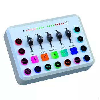 Улучшенный игровой звуковой микшер с динамическими световыми эффектами белый