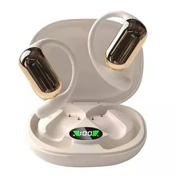 Улучшенный SLuB Bluetooth Полностью беспроводные Открытые уши Воздушная проводимость звука Снижает звук LED Водонепроницаемый и Автоматический Маленький и Высокий Совместимый с бежевый