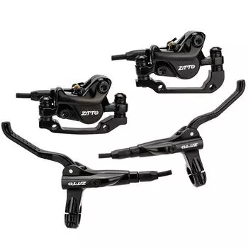 Улучшите свою поездку с нашим комплектом гидравлических тормозов для горного велосипеда с двухпоршневым дисковым тормозом слева и спереди чёрный