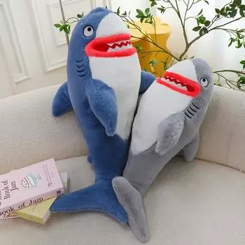 Улыбающаяся акула плюшевая игрушка милая красная губа мегалодон подушка кукла большая спящая успокаивающая кукла 75cm0.5kg
